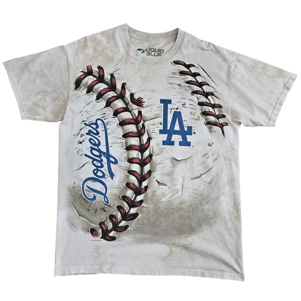 Liquid Blue Mens Large Gray T-Shirt Los Angeles Dodgers MLB Baseball Tie Dye Tee